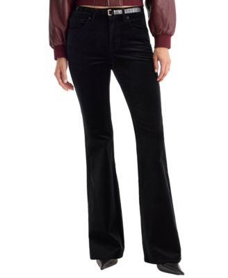 Good American Women's Good Legs High-Waisted Velvet Flare Jeans - Black001 | Macy's