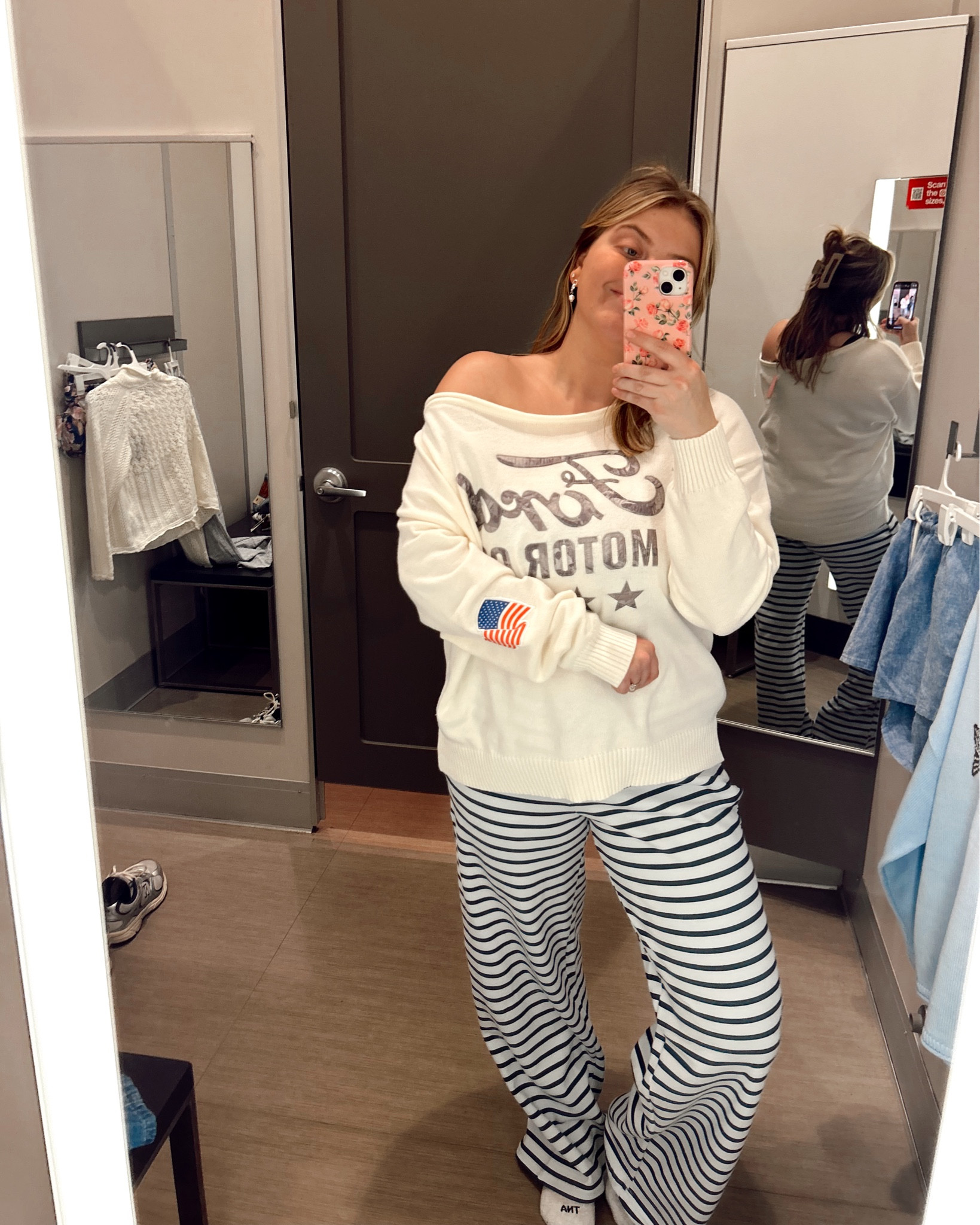 Cream oversized Ford American sweater + light blue/navy striped loose straight sweatpants = the ultimate off-duty lounge look for cool spring mornings and breezy summer nights.

Soft, relaxed, and perfectly oversized for that laid-back vibe you’ll live in all season.

@Target #TargetStyle #TargetFinds #SpringLounge #SummerLounge #StripedSweatpants #OversizedSweater #CozyChic #BlueAndCream #CasualOutfit #LoungewearLook #FindYourStyle #TargetFashion #LTKActive #LTKLOUNGE #LTKsummer #LTKspring #LTKfashionfinds

#LTKgrwm #LTKMidsize #LTKootd