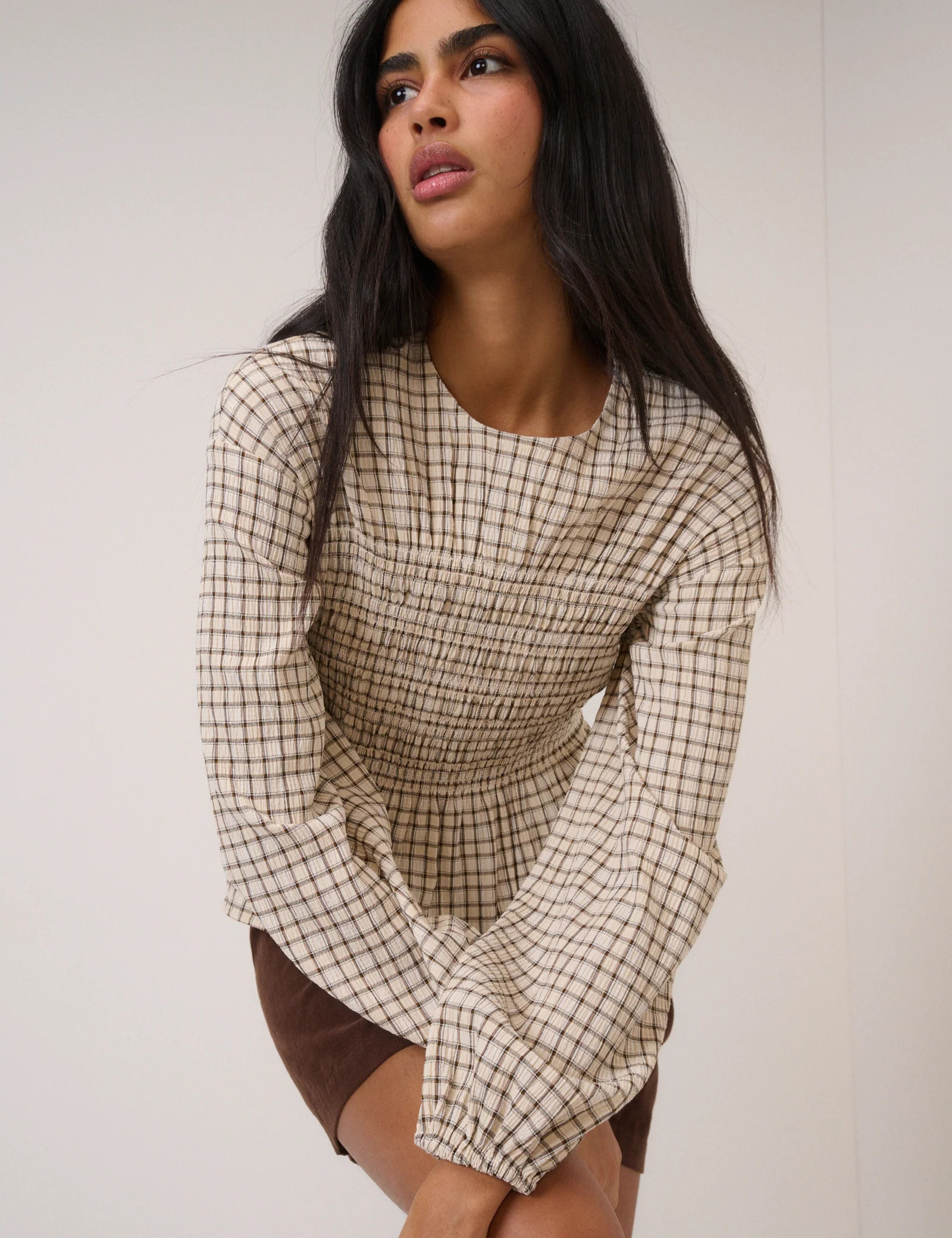 Yellow Check Shirred Blouse | Nobody's Child