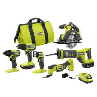 RYOBIONE+ 18V Cordless 6-Tool Combo Kit with 1.5 Ah Battery, 4.0 Ah Battery, and Charger(7869)Que... | The Home Depot