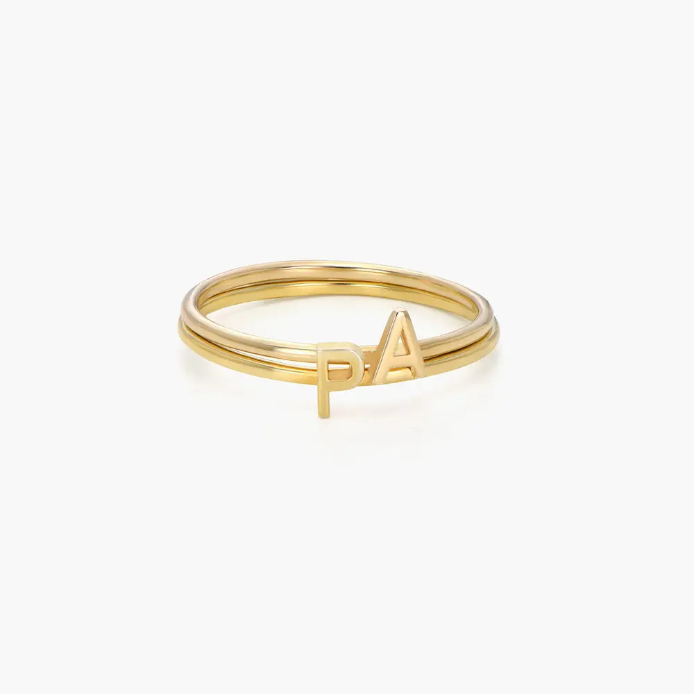 Stackable Inez Initial Ring - Gold Vermeil | Oak & Luna (US)
