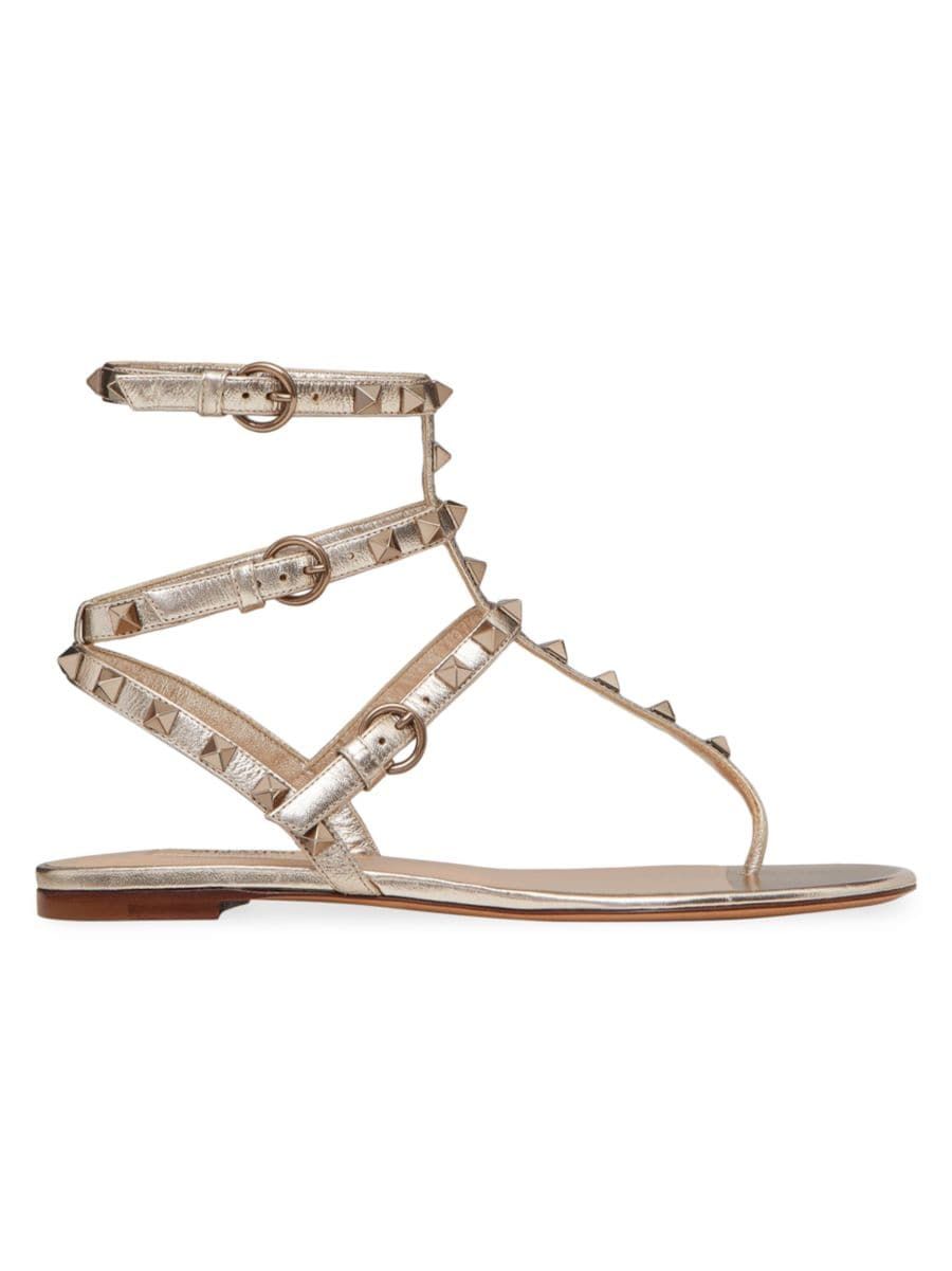 Rockstud Metallic Flat Flip-flop Sandal | Saks Fifth Avenue