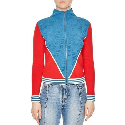 Sandro Paris 'Aidan' Red/Blue Perforated Zip Up Sweater Jacket sz 1  | eBay | eBay US