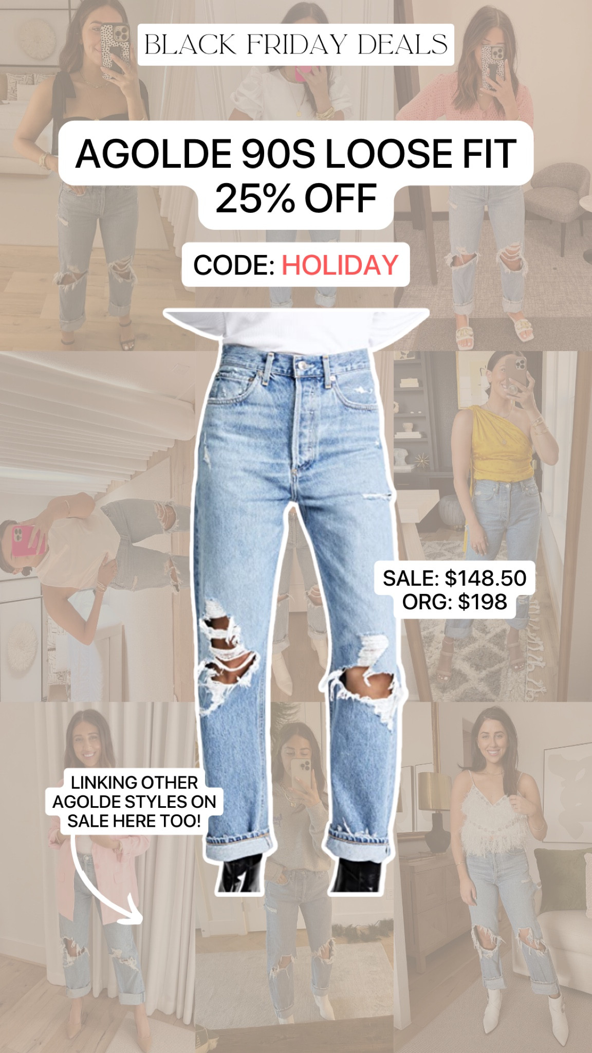 My agoldes are 25% off with code: HOLIDAY. I size down one size in them! I currently am a 27 but wear a 26 in agoldes

Dressupbuttercup.com 

#dressupbuttercup 

#LTKstyletip #LTKGiftGuide #LTKsalealert