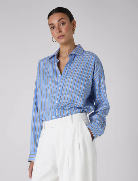 The Weekend: TENCEL™ Lyocell, Navy Blue and Red Stripe | With Nothing Underneath