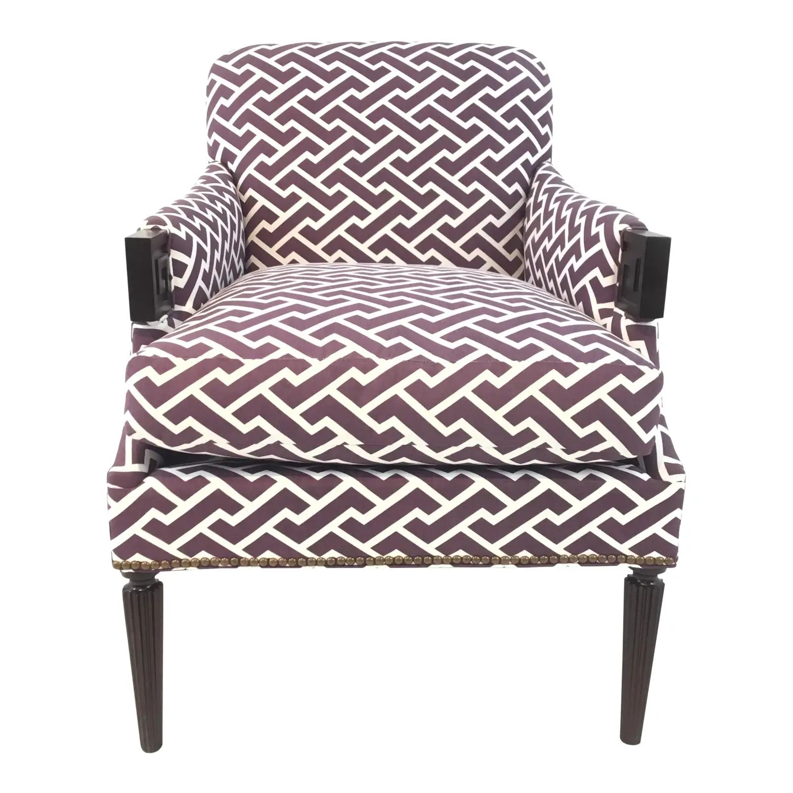Modern Hickory Chair Purple and White Gregory Lounge Chair | Chairish