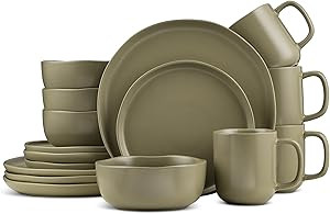 Stone Lain Tom Stoneware 16-Piece Reactive Glaze Dinnerware Set, Plates and Bowls Set, Microwave ... | Amazon (US)