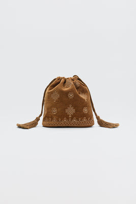 Orla  -  Waffle Soutache Embroidery Brown | Rixo