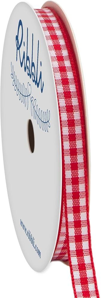 Ribbli Red and White Gingham Ribbon,100% Polyester Woven Edge,1/4 Inch x 10 Yard,Plaid Ribbon Use... | Amazon (US)