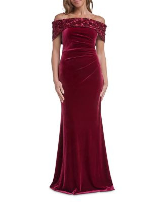 Eliza J Off-The-Shoulder Side Pleat Velvet Gown | Bloomingdale's (US)