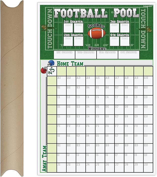 Football Squares Pool Board | 13 x 19" Inch Large Size | Office Party Pool Poster | Big Game Part... | Amazon (US)