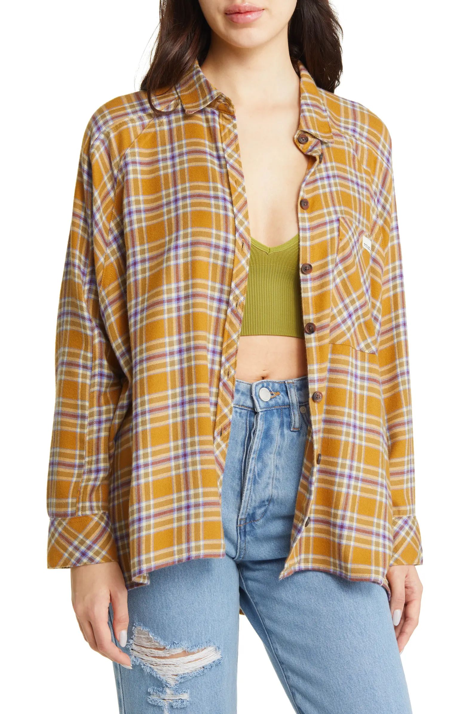 Brendon High-Low Flannel Button-Up Shirt | Nordstrom