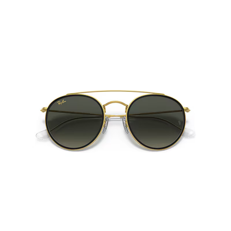 Ray-Ban Round Double Bridge Sunglasses Gold Frame Grey Lenses 51-22 | Ray-Ban (US)