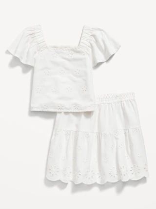 Flutter-Sleeve Floral Cutout Top and Skirt Set for Toddler Girls | Old Navy (CA)