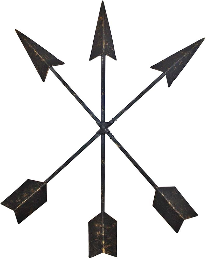 Large 3-Set Arrow Wall Decor | Rustic 15" Cast Iron Metal Arrows Bound with Wire by Wallcharmers | Amazon (US)