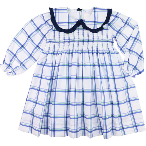 Navy And Green Plaid Ruched Dress | Cecil and Lou
