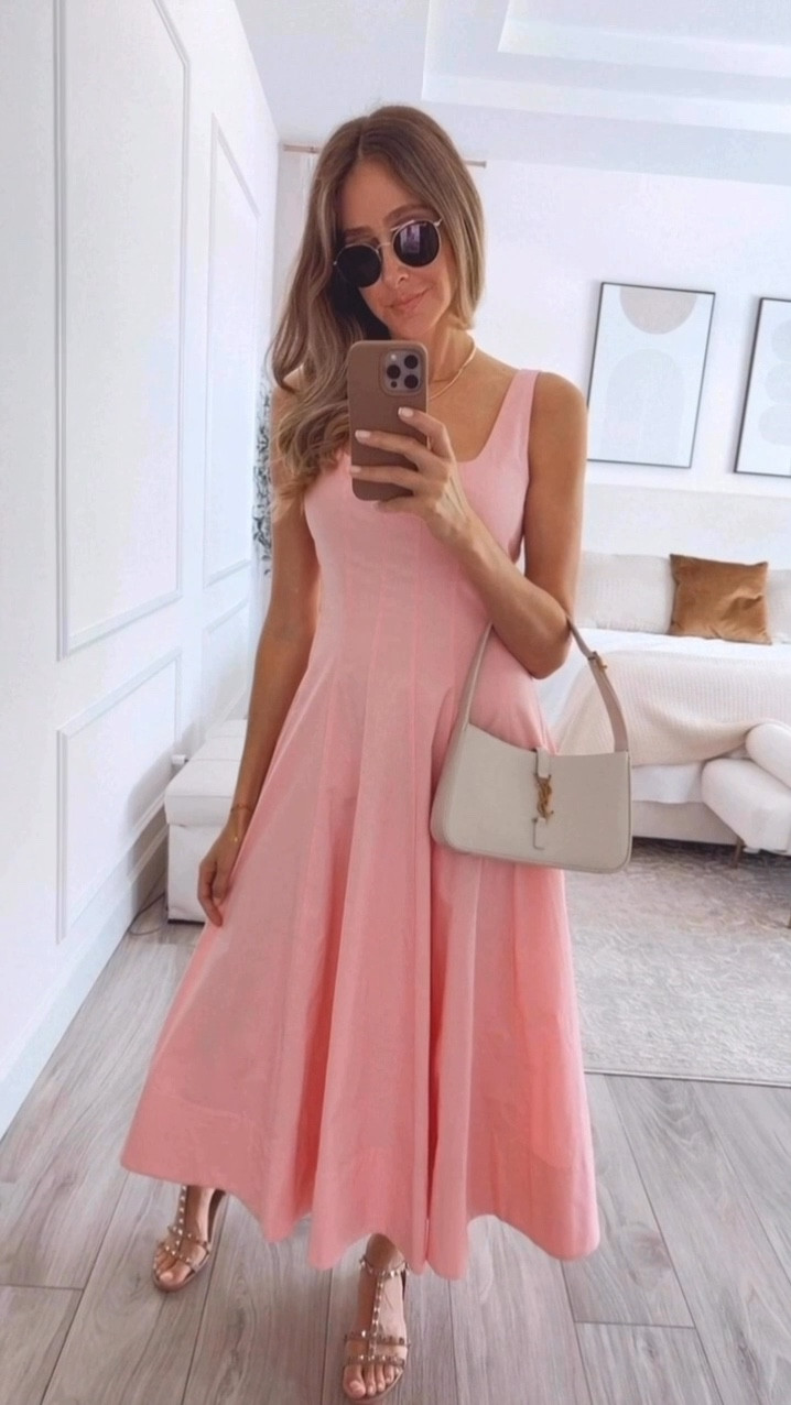 Summer outfit Ideas!
Beautiful and feminine pink dress. Perfect for going out to a wedding. Runs tts. 
My stats - 
Clothes: Size S/2 - Jeans 27
Footwear: Size 9 
Height: 5'9" tall
Weight: 127 lbs

#LTKSeasonal #LTKStyleTip #LTKOver40