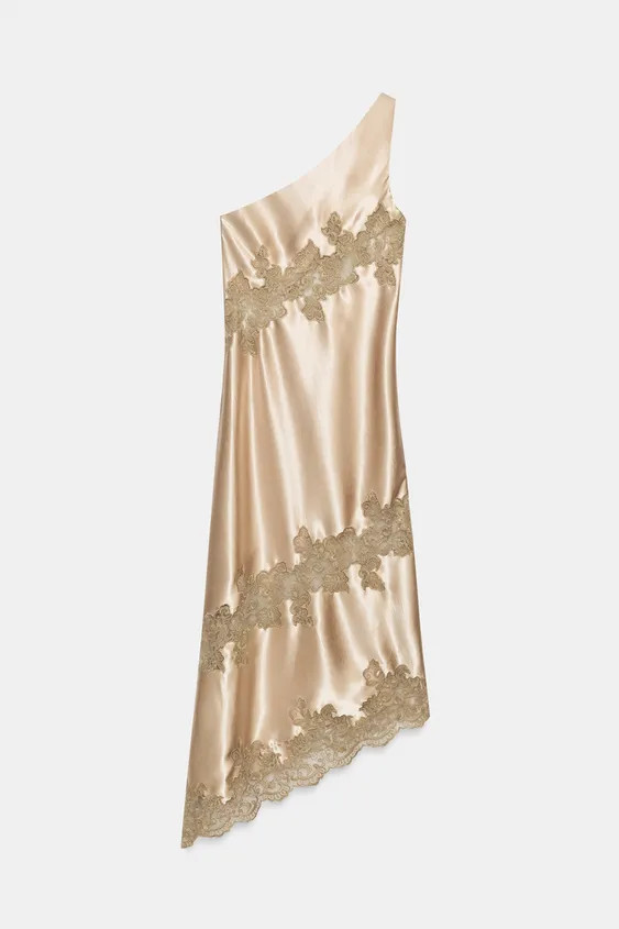 ASYMMETRISCHES KLEID IN LINGERIE-OPTIK | Zara US