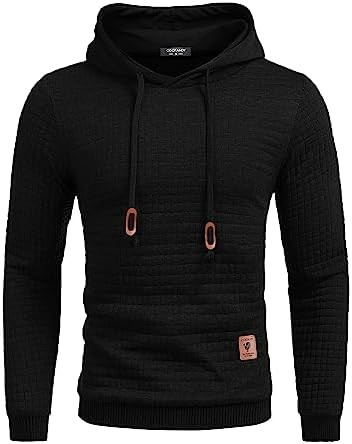 COOFANDY Mens Hooded Sweatshirt Casual Long Sleeve Drawstring Waffle Knit Pullover Hoodies | Amazon (US)