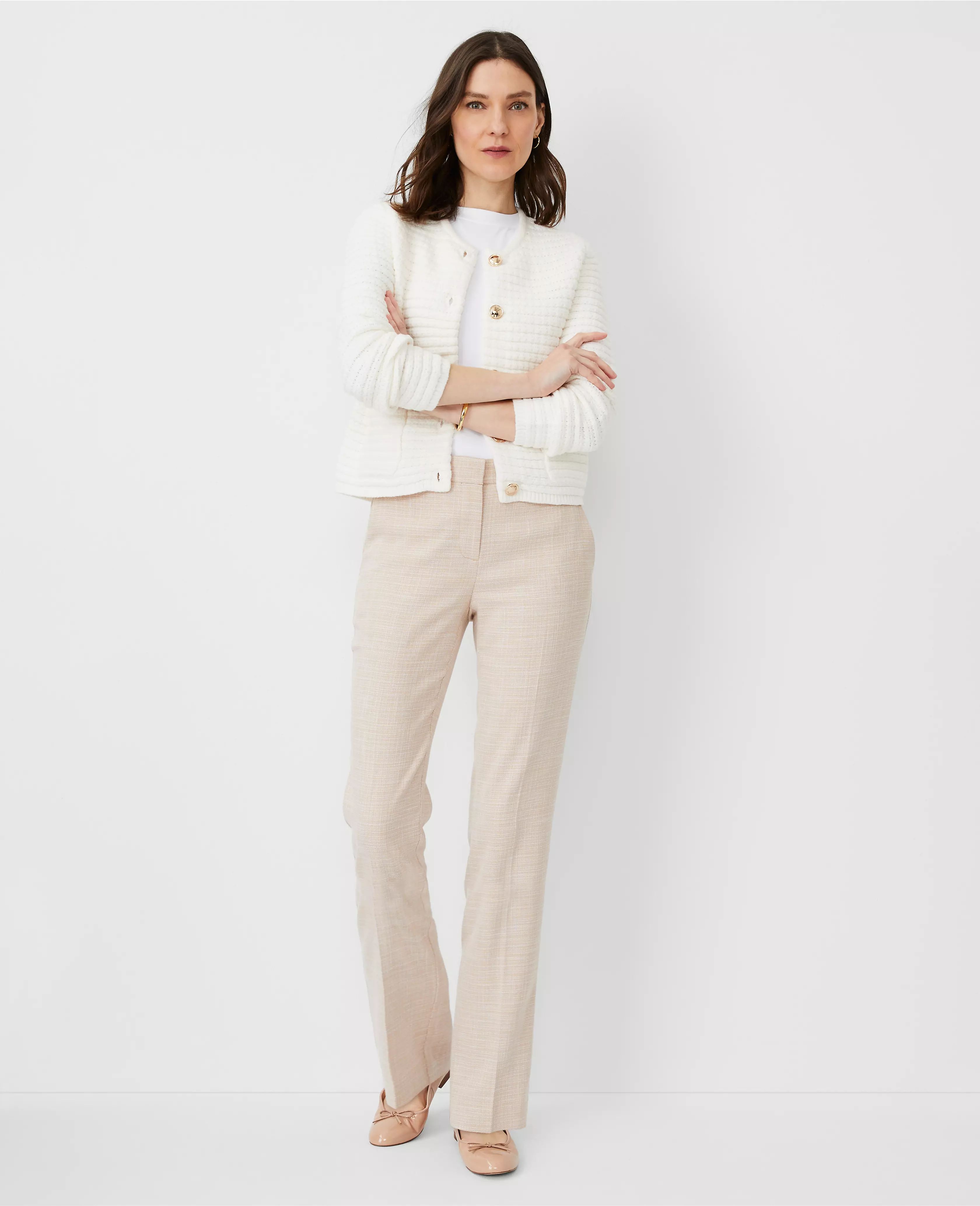 The Petite Sophia Straight Pant in Textured Crosshatch | Ann Taylor (US)