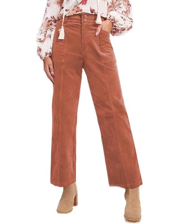 Acelitt Womens Casual Winter Straight Leg Elastic Waist Corduroy Pants with Pockets, S-XXL | Amazon (US)