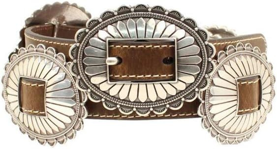 M&F Western Nocona Ladies Belt with Floral Silver Conchos, Brown, Large | Amazon (US)