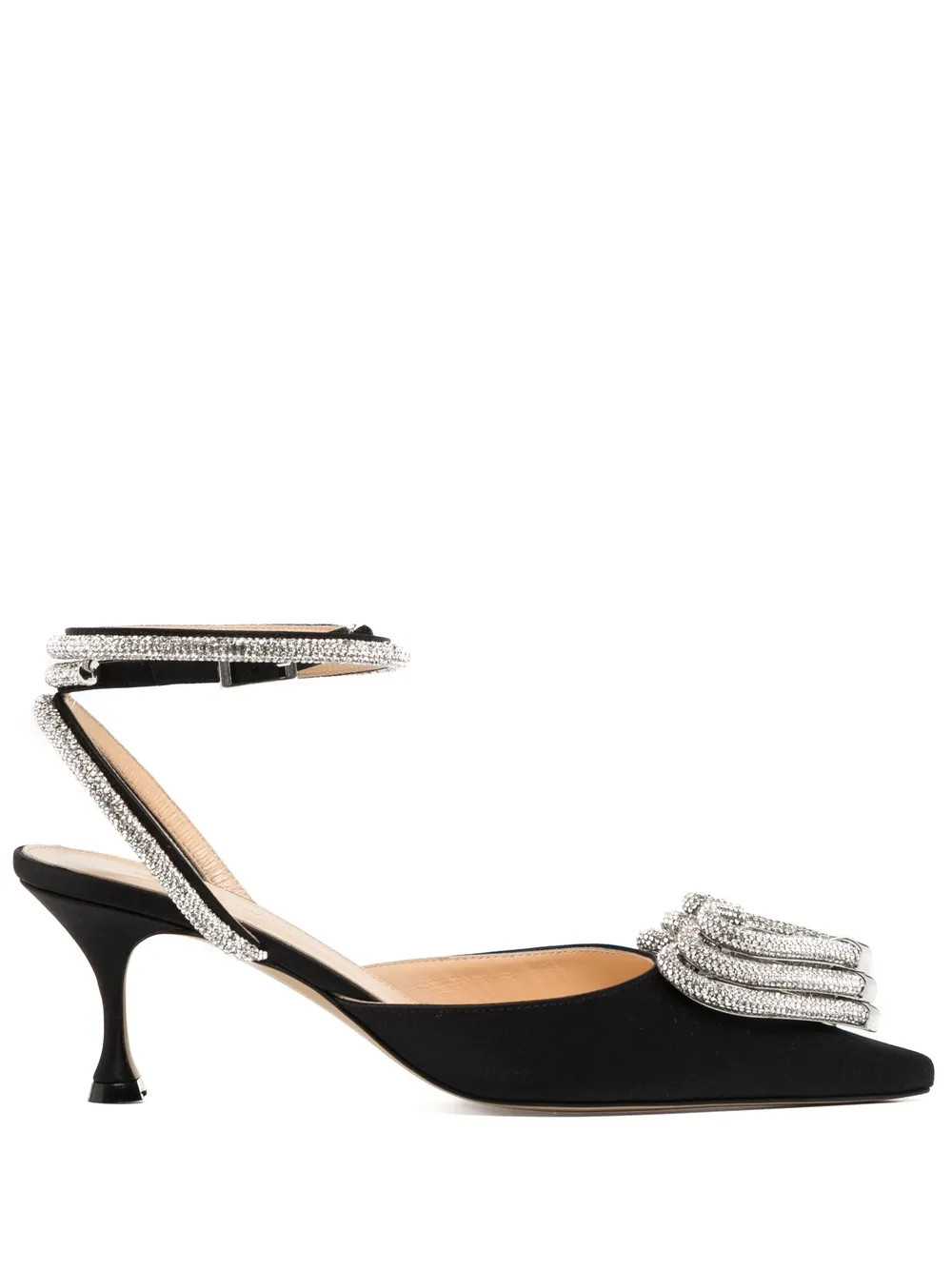 MACH & MACH Triple Heart 65mm Crystal Satin Pumps - Farfetch | Farfetch Global