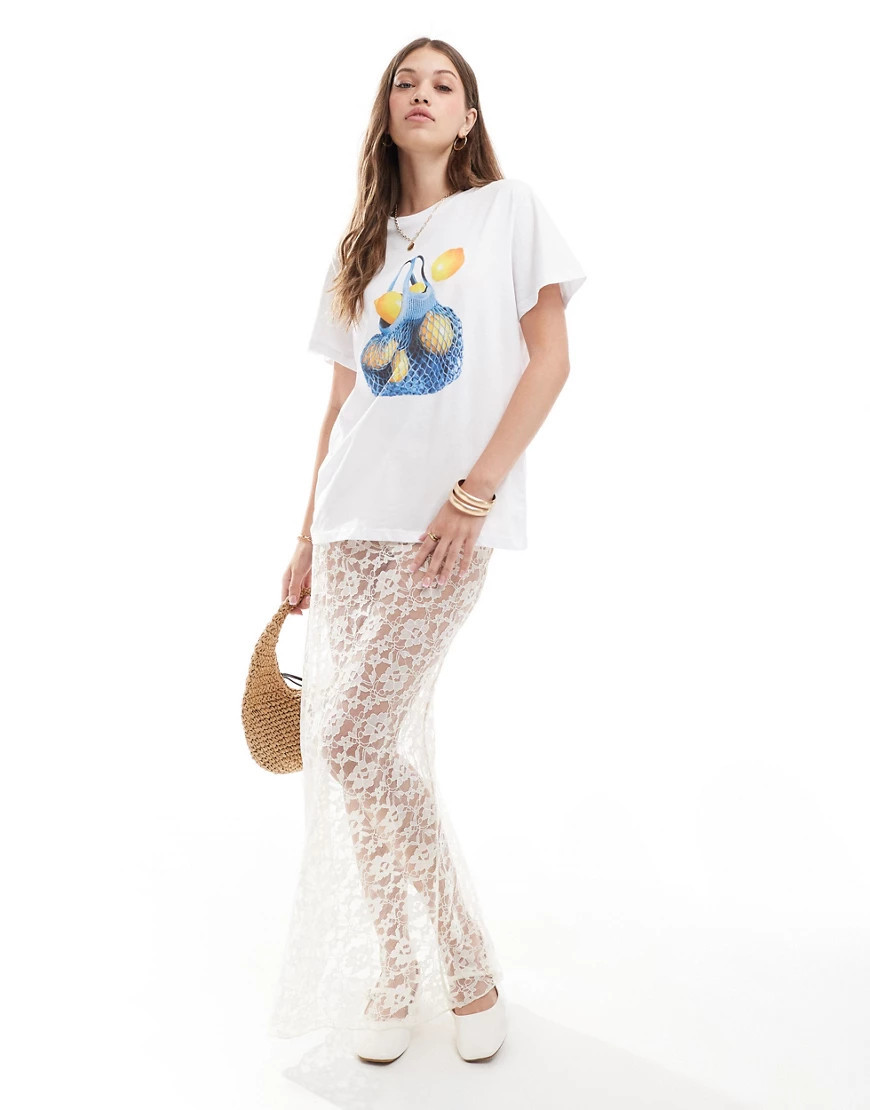 ASOS DESIGN sheer lace maxi skirt in white | ASOS (Global)