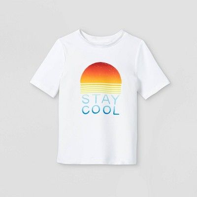 Toddler Boys' 'Stay Cool' Short Sleeve Rash Guard Swim Shirt - Cat & Jack™ White | Target