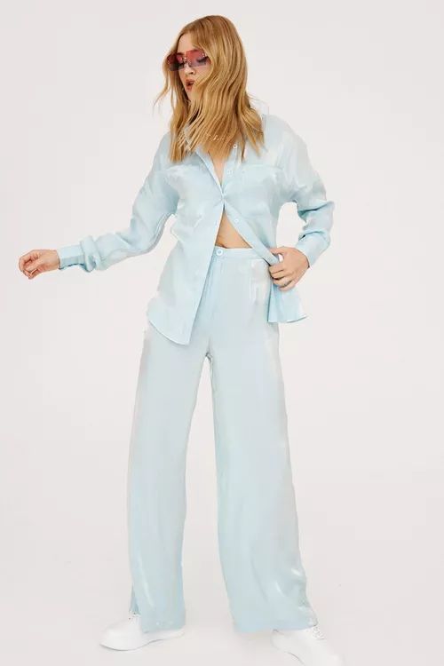 Satin High Waisted Wide Leg Pants | Nasty Gal (US)