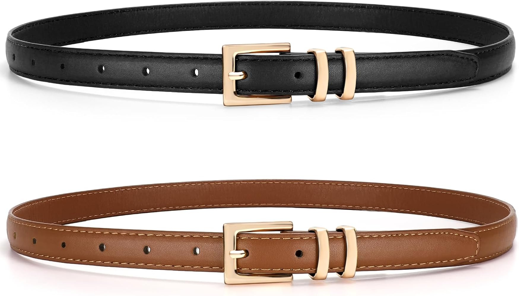 VONMELLI Leather Thin Belts for Women, Fashion Women's Skinny Belts Thin Ladies Belts for Jeans D... | Amazon (US)