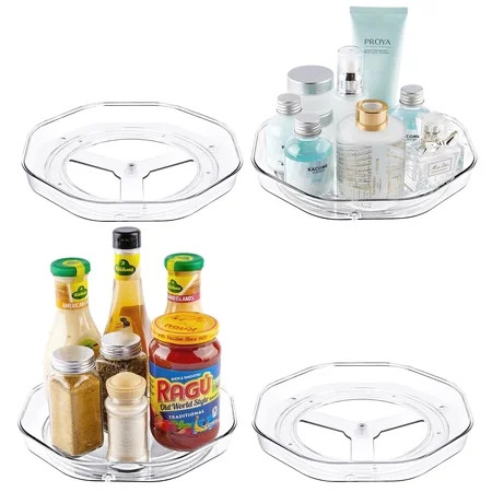 Clear Lazy Susan Organizer, Sindcom 4 Pack Turntable Spice Rack, for Cabinets Kitchen, Countertop, Bathroom, Makeup, 9 Inches | Walmart (US)