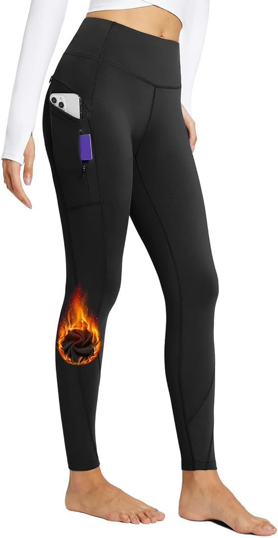 BALEAF Women's Fleece Lined Leggings Thermal Warm Winter Tights High Waisted Yoga Pants Cold Gear... | Amazon (US)