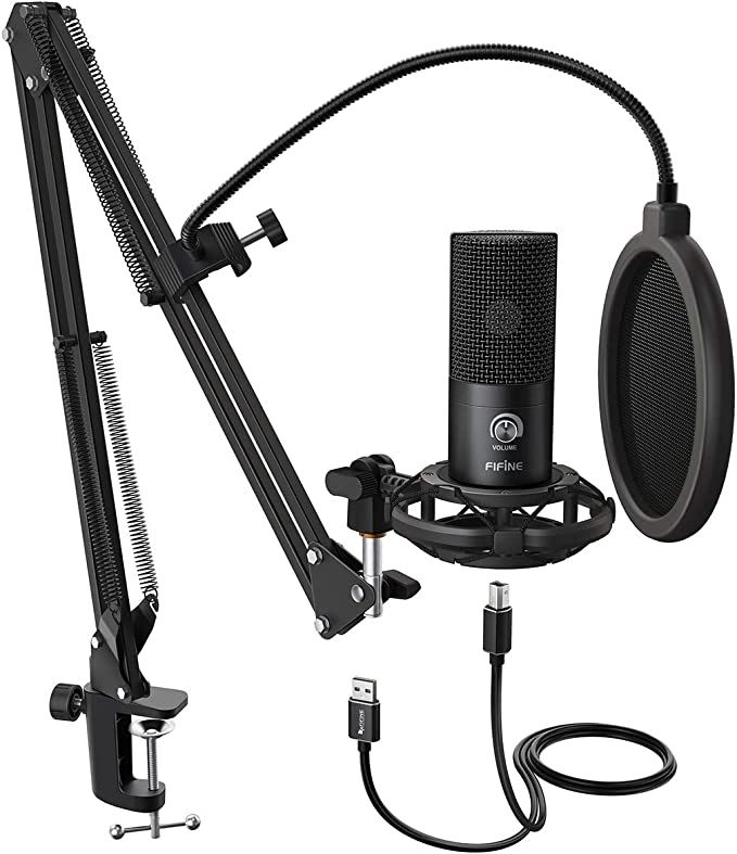 FIFINE Studio Condenser USB Microphone Computer PC Microphone Kit with Adjustable Scissor Arm Sta... | Amazon (US)