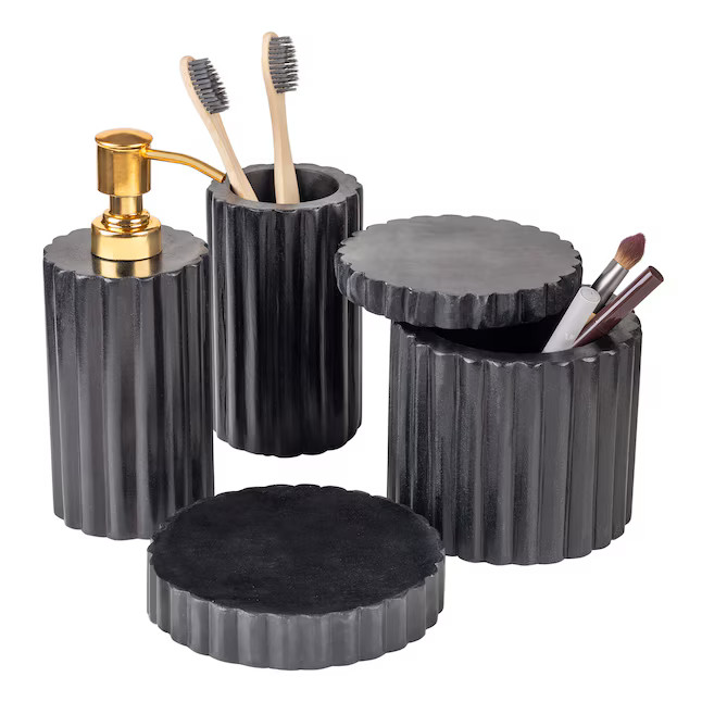 GAURI KOHLI Roksana Black Marble Bath Accessory Set | Lowe's