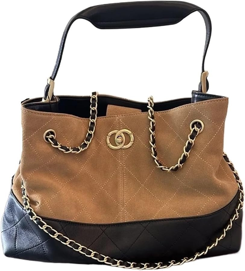 Retro Leather Tote Bag Women Large Capacity Chain Soft Square Shape Polyester Lining Dig Hip Hop ... | Amazon (US)