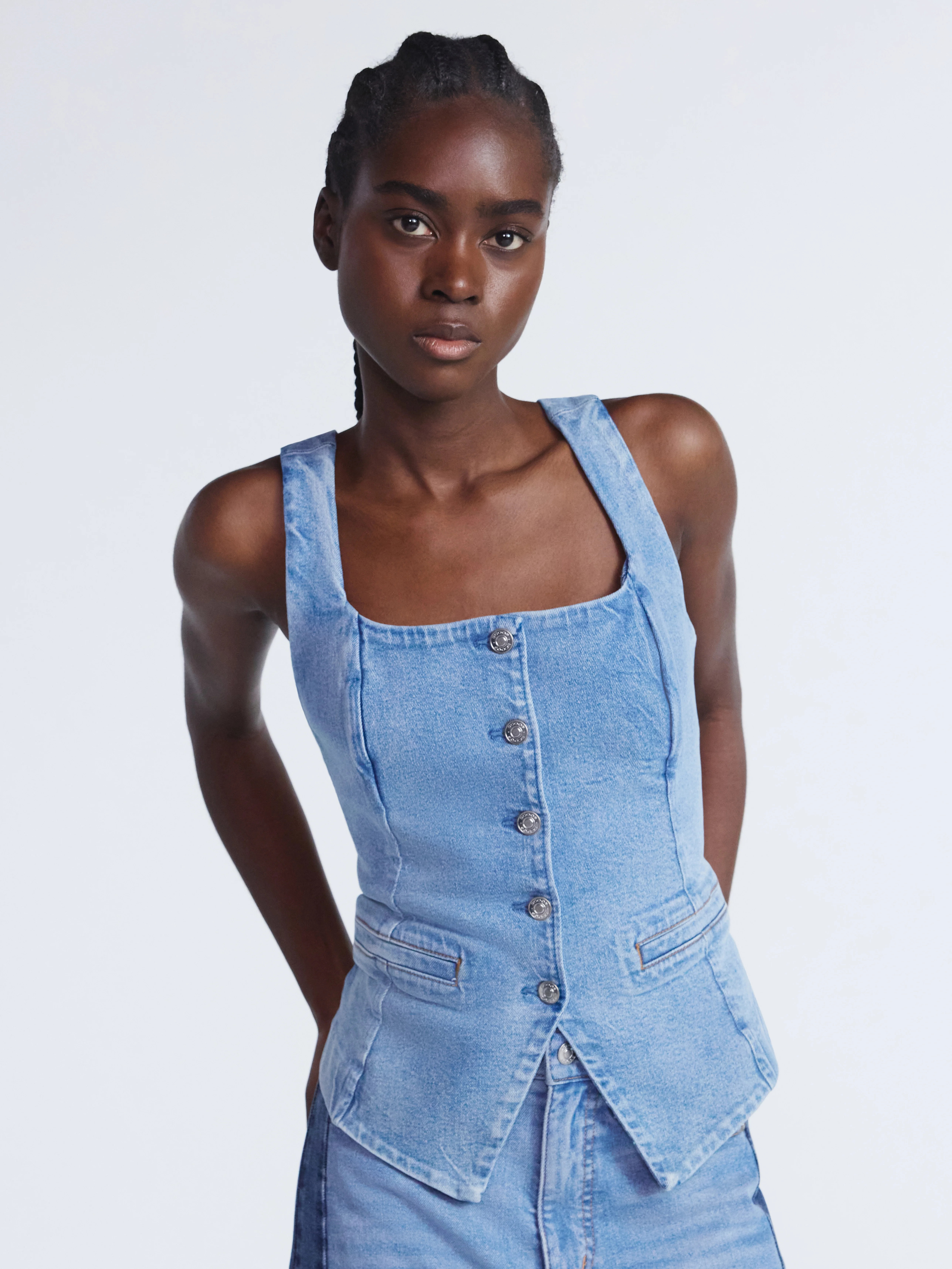 Scoop Women’s and Women’s Plus Denim Longline Vest, Sizes XS-4X | Walmart (US)