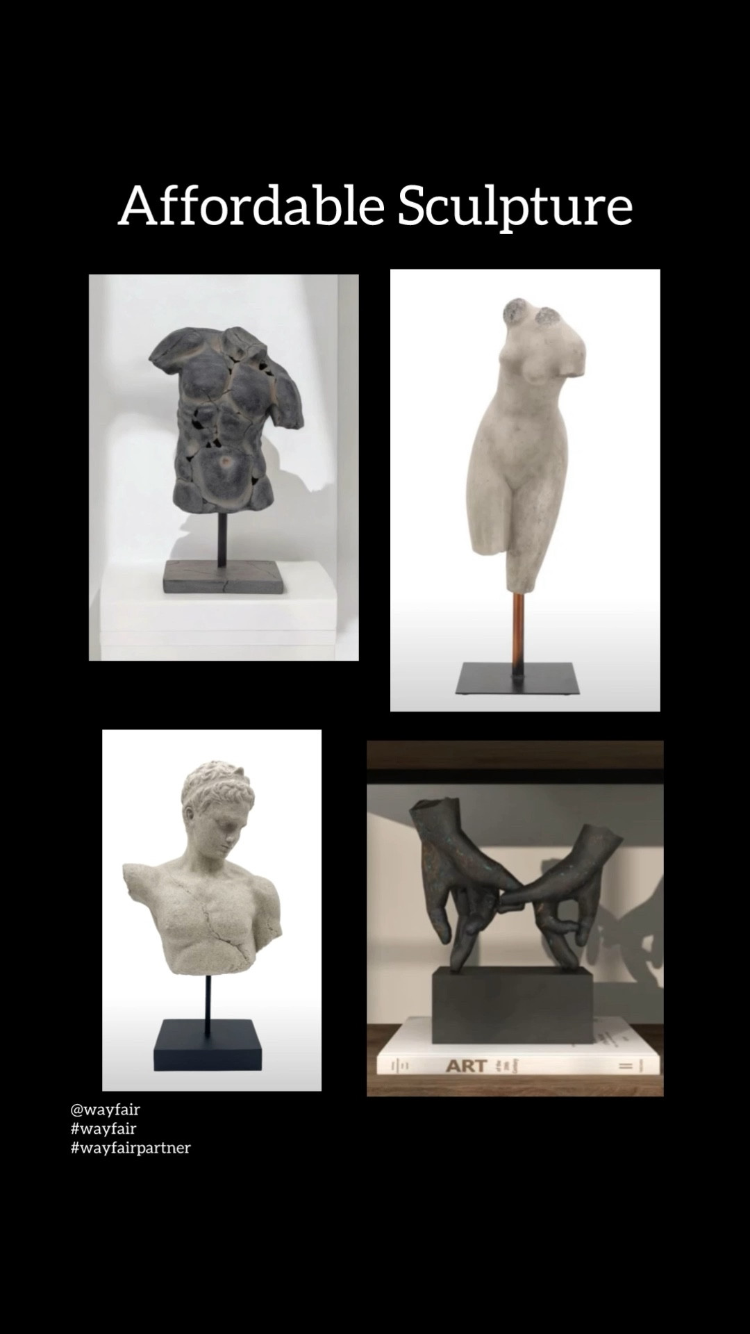 I own the hands and I’ve used the others in designs. Very happy with the look and quality. Sculpture. Decorative objects. Decor accents. Decorative accessories. Statues. Bust. Sculptural accents. 
@wayfair #wayfair #wayfairpartner