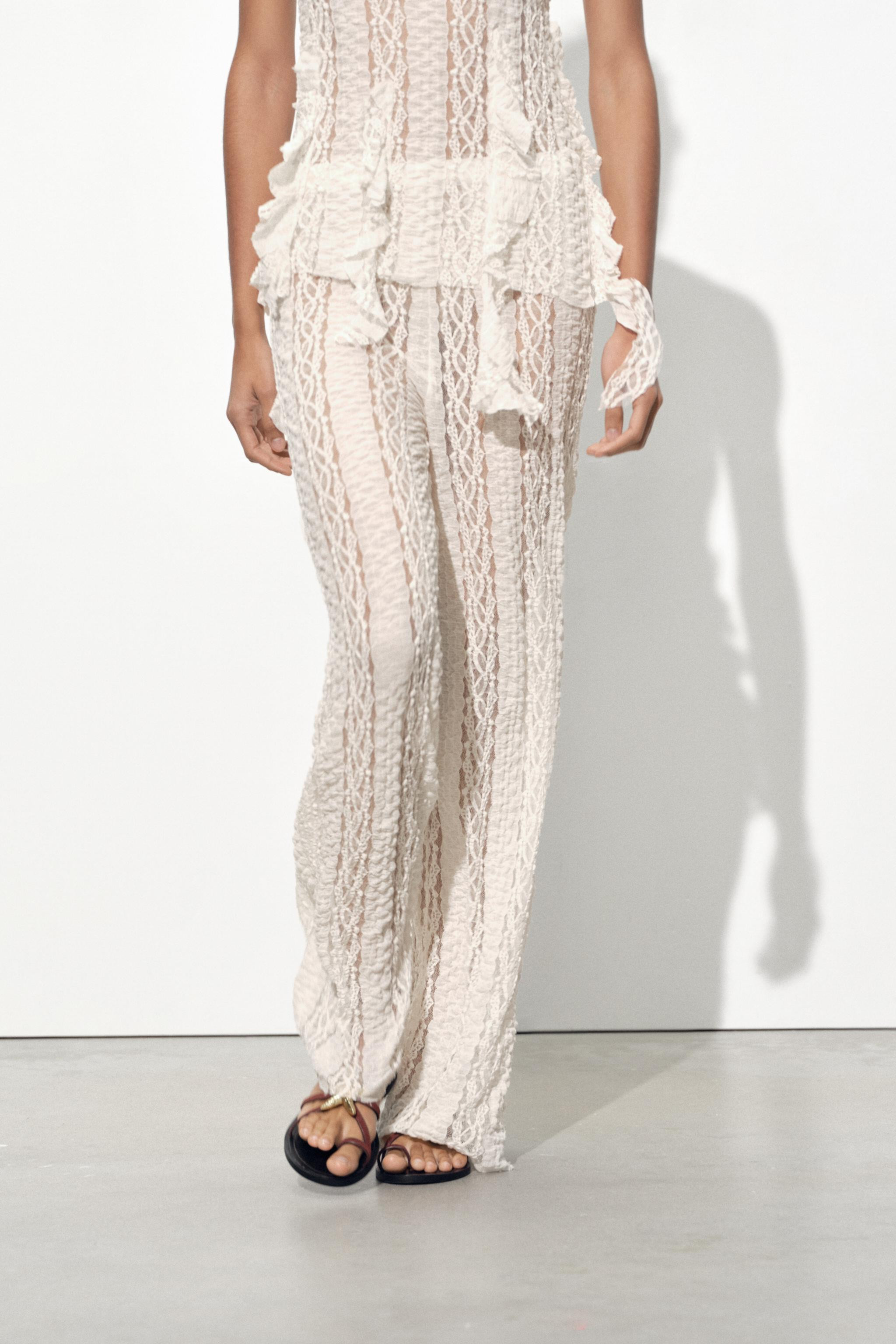 TEXTURED LACE TROUSERS | Zara UK