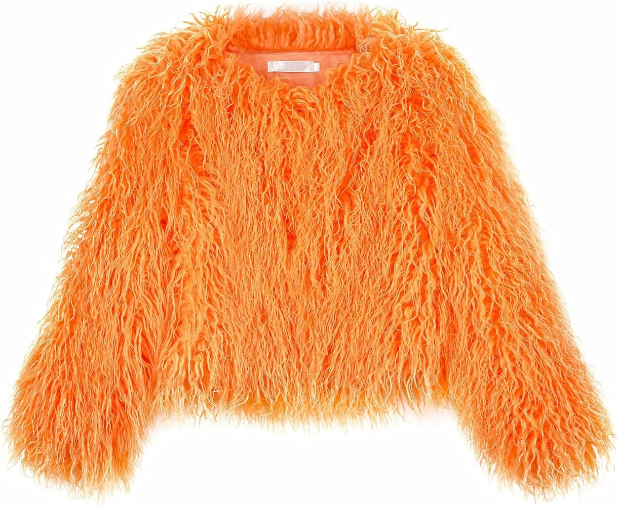 Women's Shaggy Faux Fur Outwear Coat Jacket Long Sleeve Warm Winter | Amazon (US)