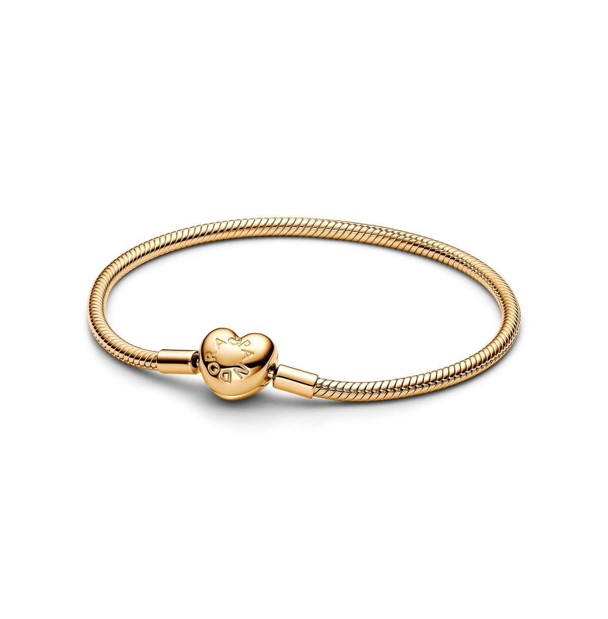 Pandora Gold-Plated Moments Heart Clasp Snake Chain Bracelet - Gold | Macy's
