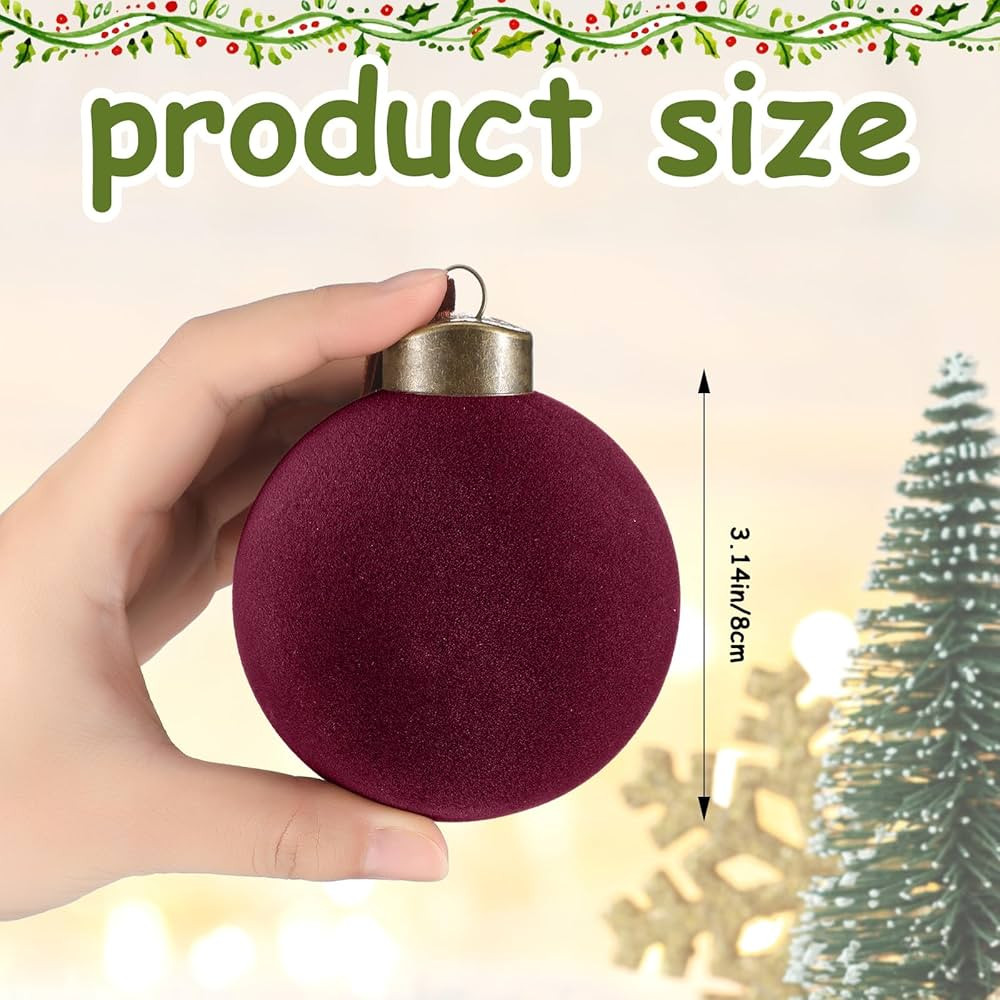 Liliful 15 Pcs Velvet Christmas Balls Bulk Flocked Christmas Tree Ball Ornaments Plastic Xmas Dec... | Amazon (US)