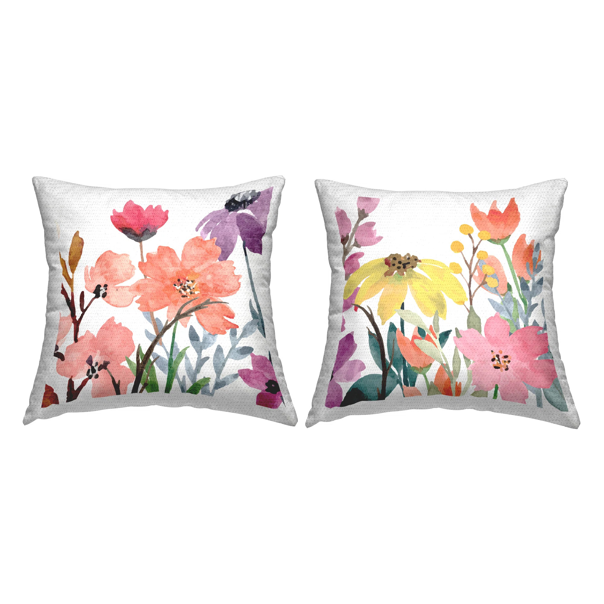 Vivid Spring Wildflowers 2 Piece Outdoor Printed Pillow Set by Kim Allen (Set of 2) | Wayfair North America
