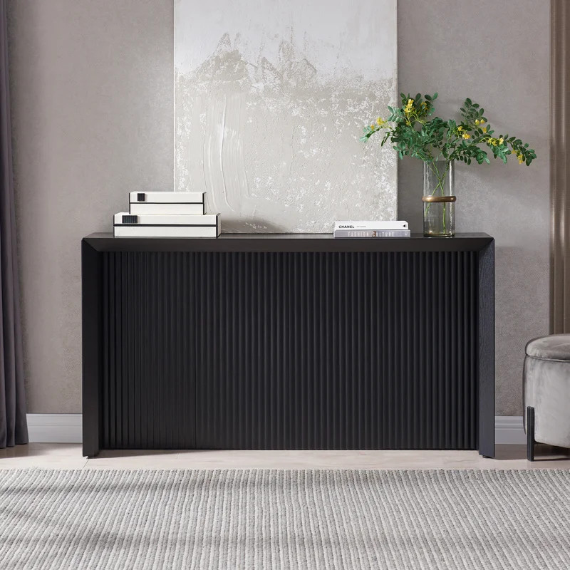 Piedmont 56" Wide Rectangular Fluted Console Table in Black Grain | Wayfair North America