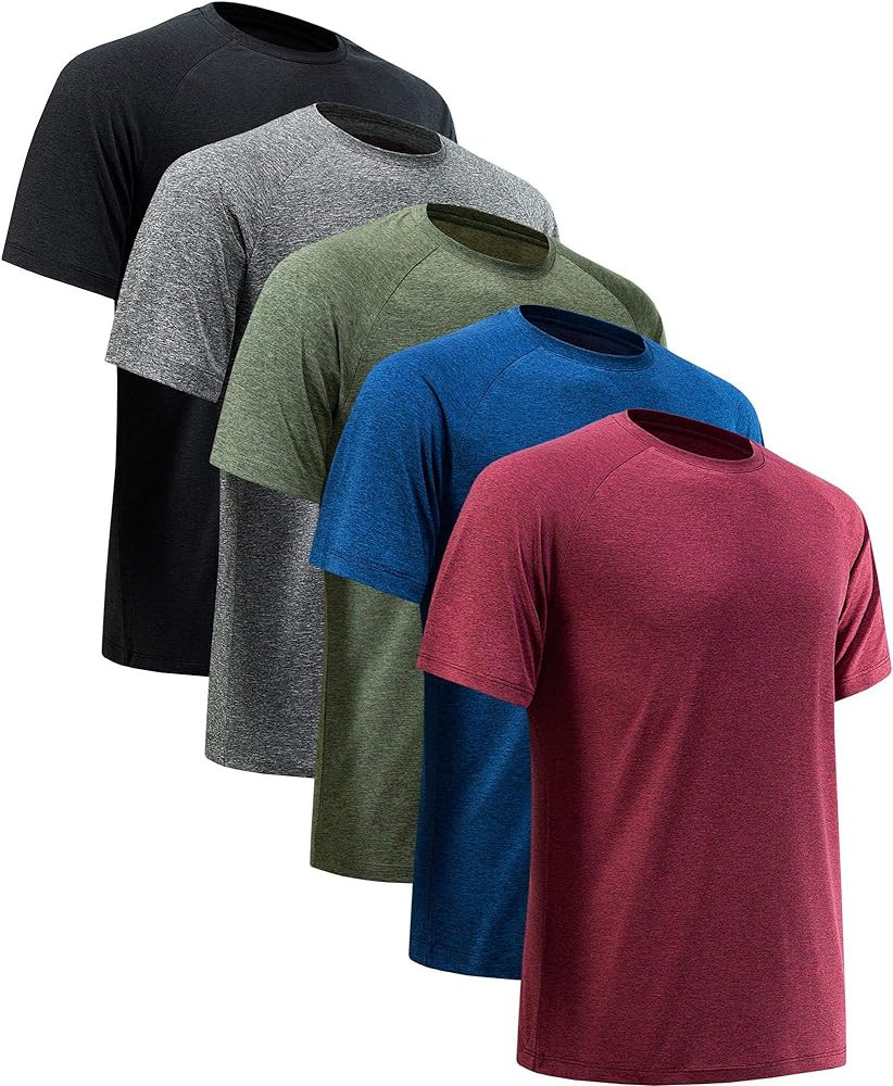 Workout Shirts for Men Short Sleeve Quick Dry Athletic Gym Active T Shirt Moisture Wicking | Amazon (US)