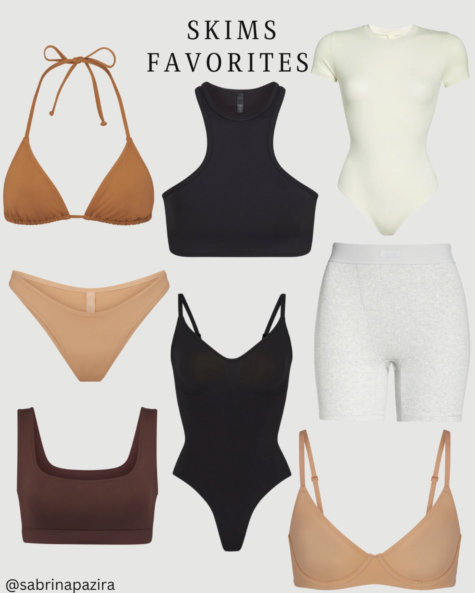 Skims favorites, bralette, bikini, bikers, shorts, bodysuits, neutrals, tan, black, tank, short sleeve 

#LTKstyletip #LTKunder100 #LTKSeasonal