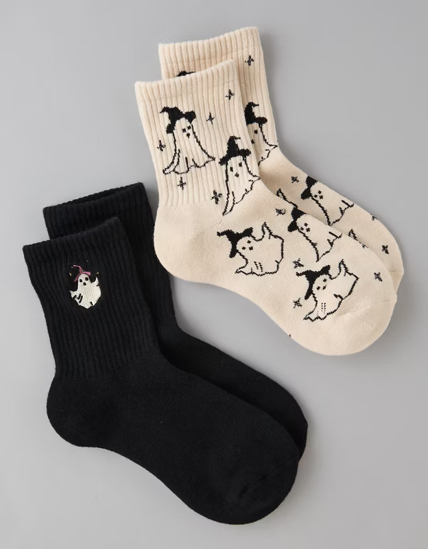 AE Ghost Cropped Crew Socks 2-Pack | American Eagle Outfitters (US & CA)