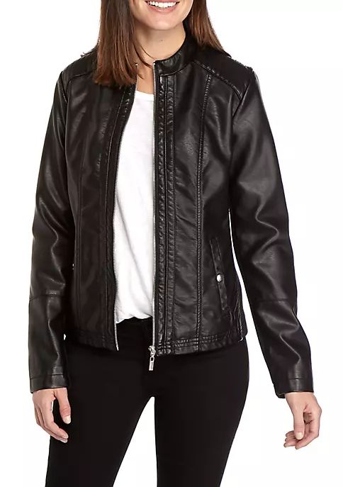 Women's Faux Leather Zip Jacket | Belk