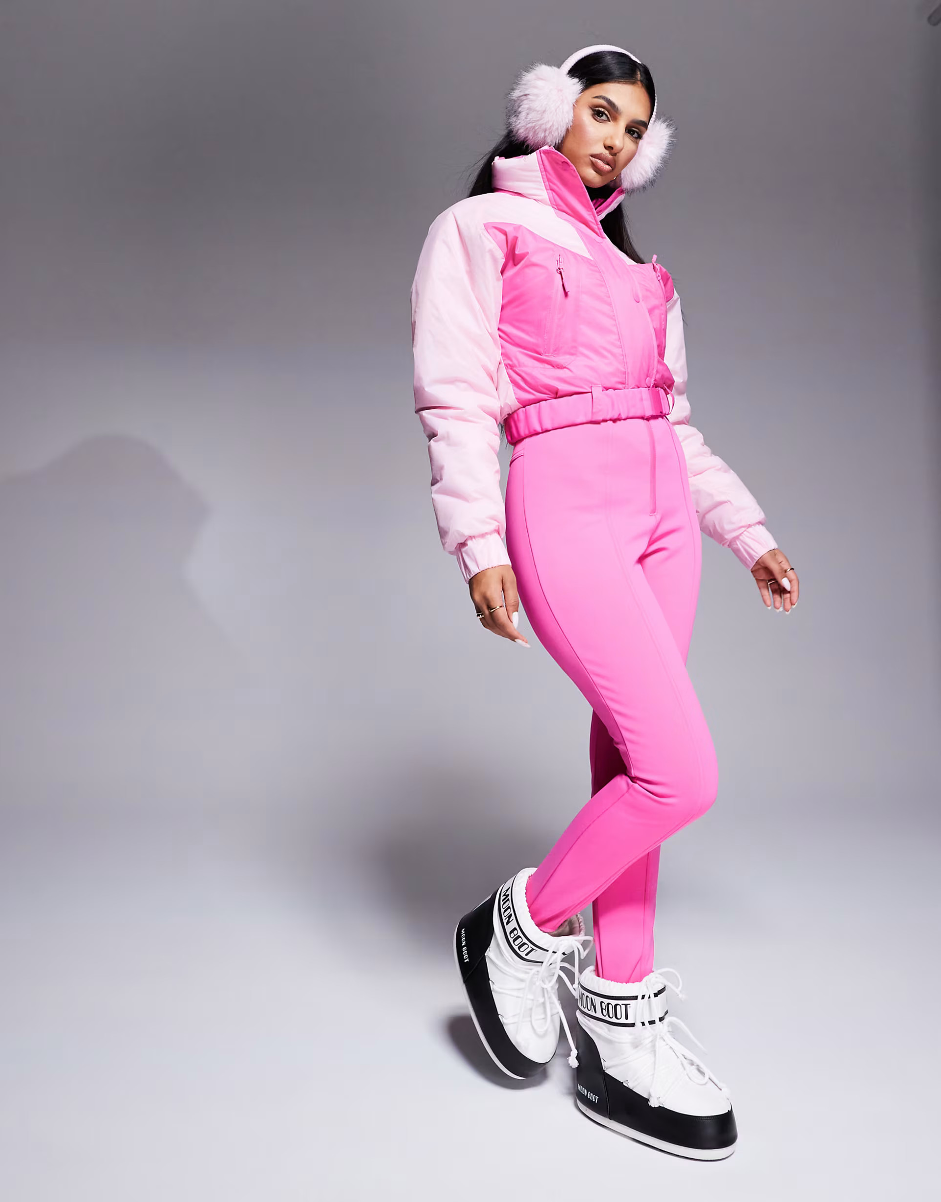ASOS 4505 Ski water repellent insulated colour block retro ski suit in pink | ASOS (Global)