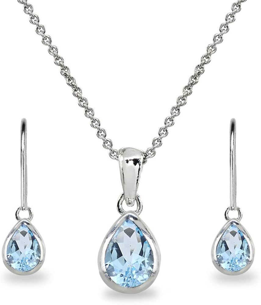 Jewelry Sets for Women, Necklace and Earring Set for Women, Birthstone Jewelry, Genuine or Synthe... | Amazon (US)
